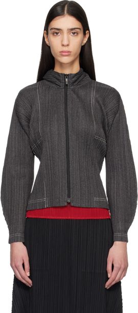 PLEATS PLEASE ISSEY MIYAKE PLEATS PLEASE ISSEY MIYAKE Black Cotton Denim Hoodie