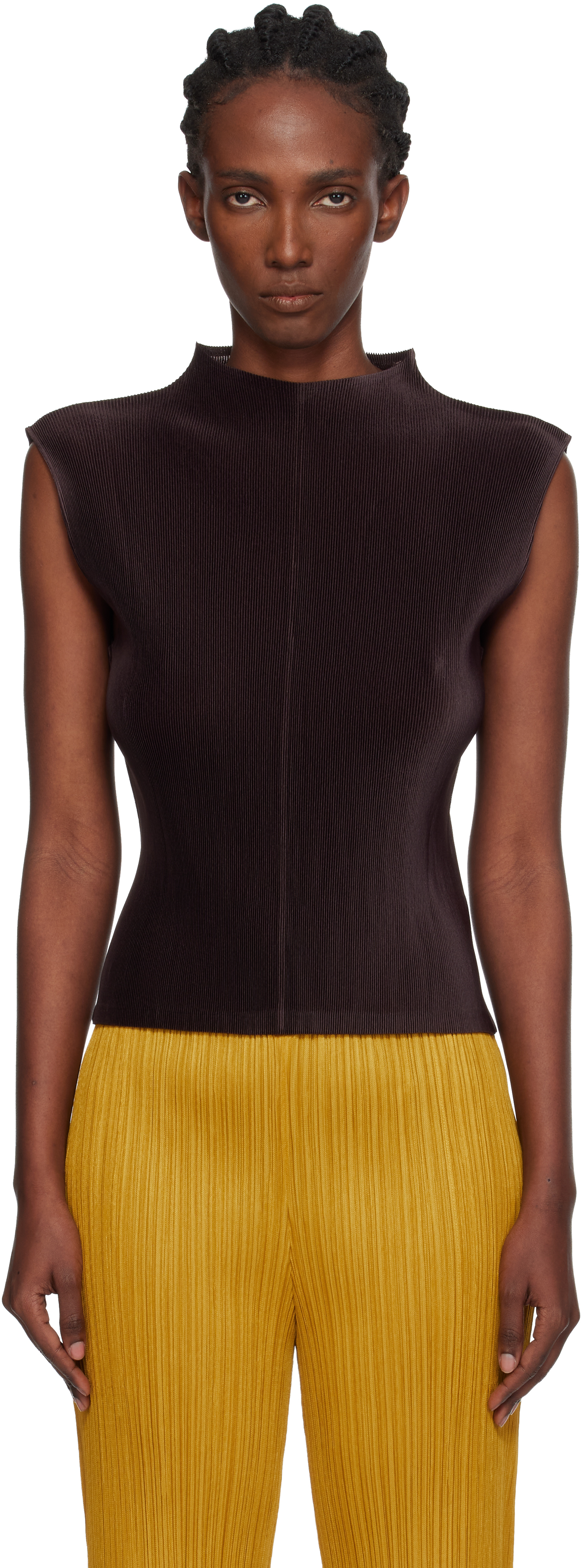 PLEATS PLEASE ISSEY MIYAKE - Brown Mist July Tank Top