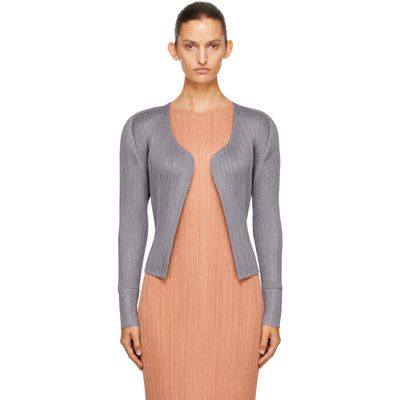 PLEATS PLEASE ISSEY MIYAKE PLEATS PLEASE ISSEY MIYAKE Gray Basics Cardigan