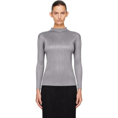 PLEATS PLEASE ISSEY MIYAKE PLEATS PLEASE ISSEY MIYAKE Gray Basics Turtleneck Top