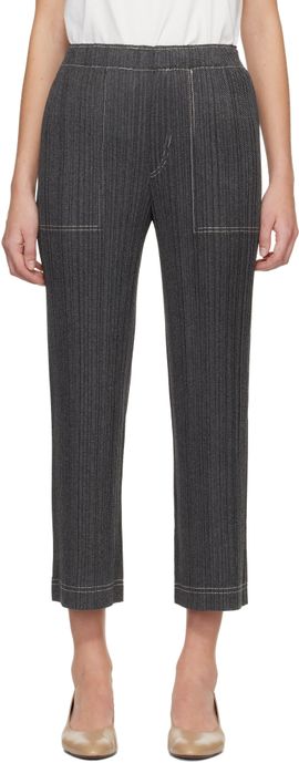PLEATS PLEASE ISSEY MIYAKE PLEATS PLEASE ISSEY MIYAKE Gray Cotton Denim Trousers