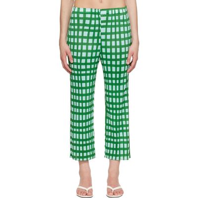 PLEATS PLEASE ISSEY MIYAKE PLEATS PLEASE ISSEY MIYAKE Green Basket Trousers