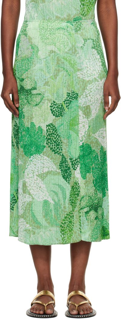PLEATS PLEASE ISSEY MIYAKE PLEATS PLEASE ISSEY MIYAKE Green Foggy Forest Midi Skirt