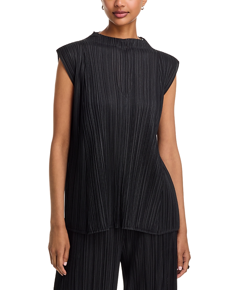 Pleats Please Issey Miyake - Mist Basics Funnel Neck Top in Black
