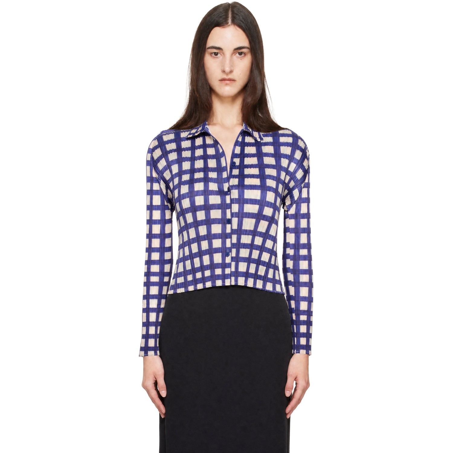 PLEATS PLEASE ISSEY MIYAKE - Navy Mid-April Mellow Pleats Tunic