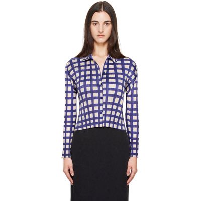 PLEATS PLEASE ISSEY MIYAKE PLEATS PLEASE ISSEY MIYAKE Navy & Beige Basket Shirt
