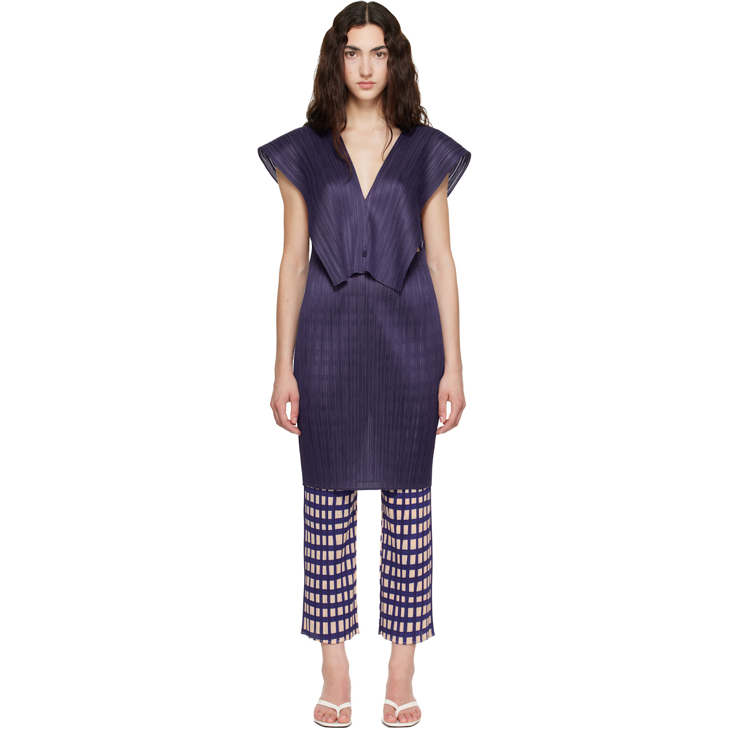 PLEATS PLEASE ISSEY MIYAKE - Navy Mid-April Mellow Pleats Tunic