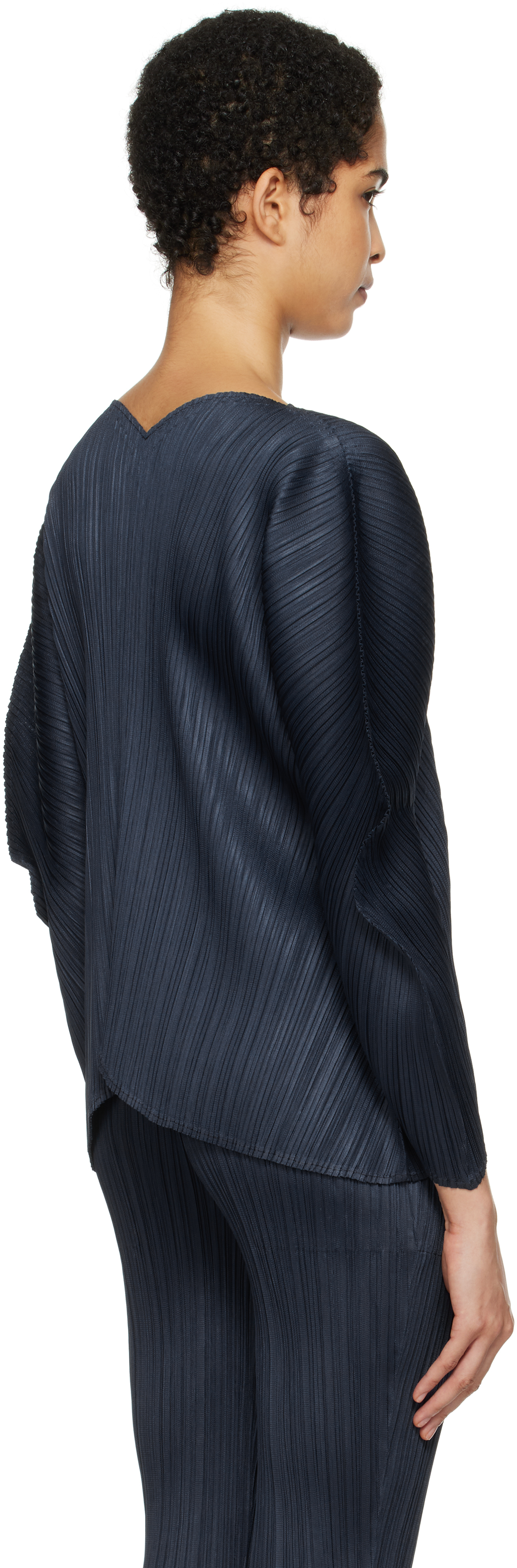 PLEATS PLEASE ISSEY MIYAKE - Navy Wormhole Blouse