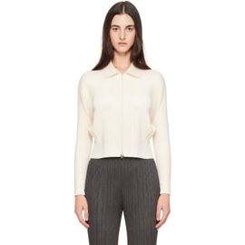 PLEATS PLEASE ISSEY MIYAKE PLEATS PLEASE ISSEY MIYAKE Off-White Monthly Colors August Cardigan