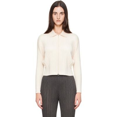 PLEATS PLEASE ISSEY MIYAKE PLEATS PLEASE ISSEY MIYAKE Off-White Monthly Colors August Cardigan