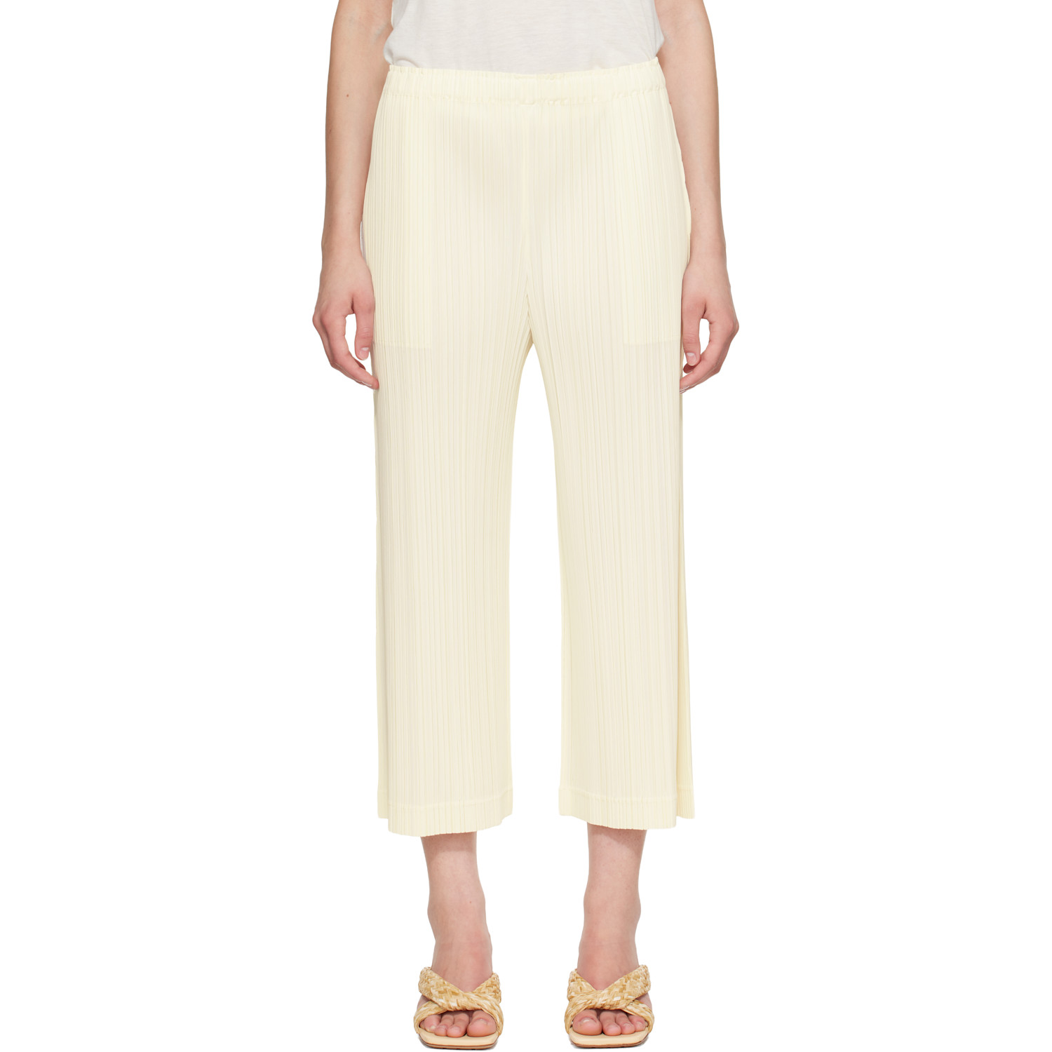 PLEATS PLEASE ISSEY MIYAKE - Off-White Opaque Trousers