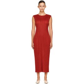 PLEATS PLEASE ISSEY MIYAKE PLEATS PLEASE ISSEY MIYAKE Red Monthly Colors September Midi Dress