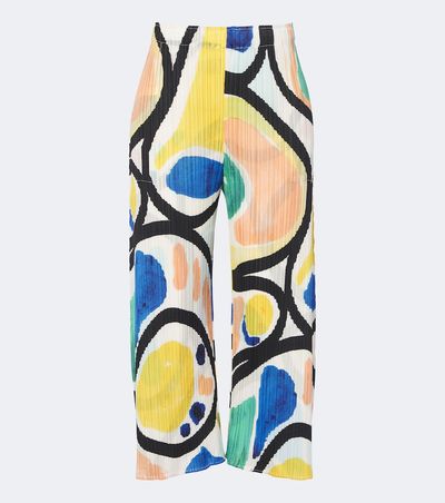 Pleats Please Issey Miyake Pleats Please Issey Miyake Roll pleated printed wide-leg pants