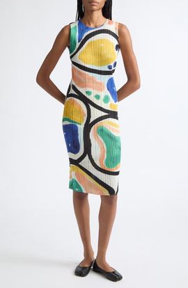 Pleats Please Issey Miyake Pleats Please Issey Miyake Roll Pleated Sleeveless Midi Dress