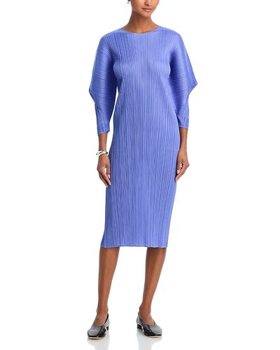 Pleats Please Issey Miyake Pleats Please Issey Miyake Skyline Draped Sleeve Midi Dress