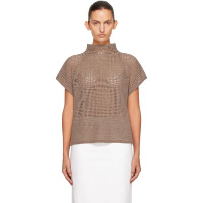 PLEATS PLEASE ISSEY MIYAKE PLEATS PLEASE ISSEY MIYAKE Taupe Dot Knit Top