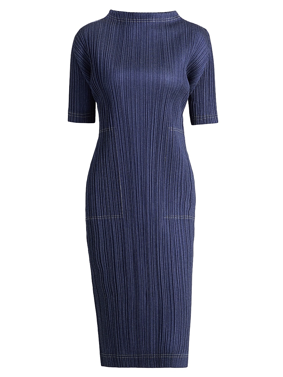 Pleats Please Issey Miyake - Women's Cotton Denim Midi-Dress