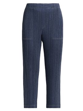 Pleats Please Issey Miyake Women's Denim Trompe L'Oeil Pants