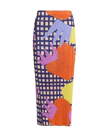 Pleats Please Issey Miyake Women's Market Printed Pleated Midi-Skirt