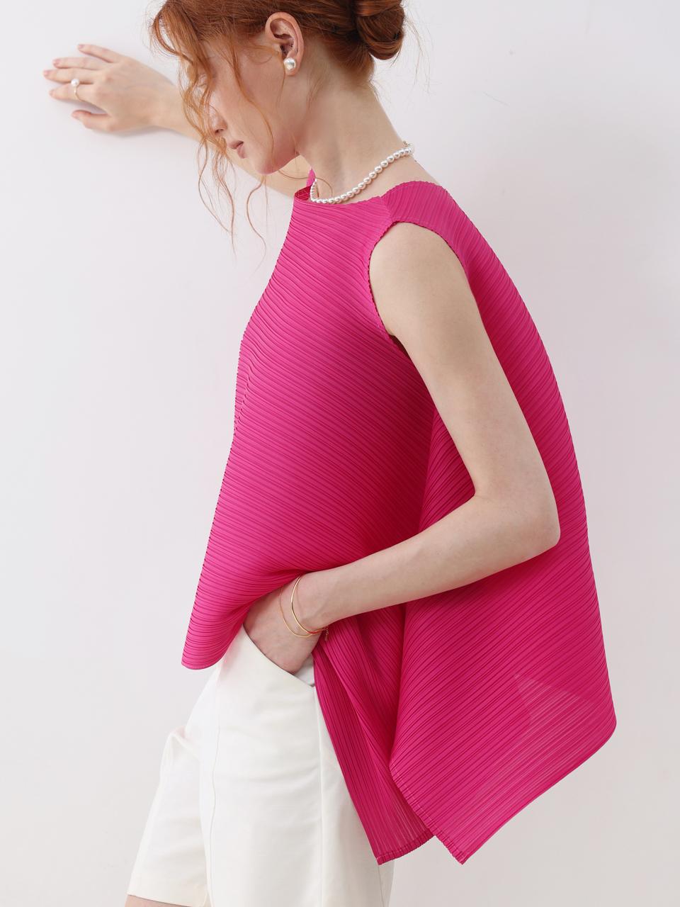 PLEATSMOOD Fine Flare Sleeveless Pleated Blouse [3colors]