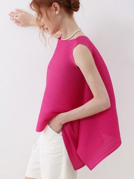 PLEATSMOOD Fine Flare Sleeveless Pleated Blouse [3colors]