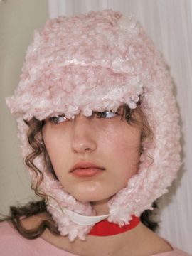 poesiedame Curly Earflap Hat_Cloud Pink