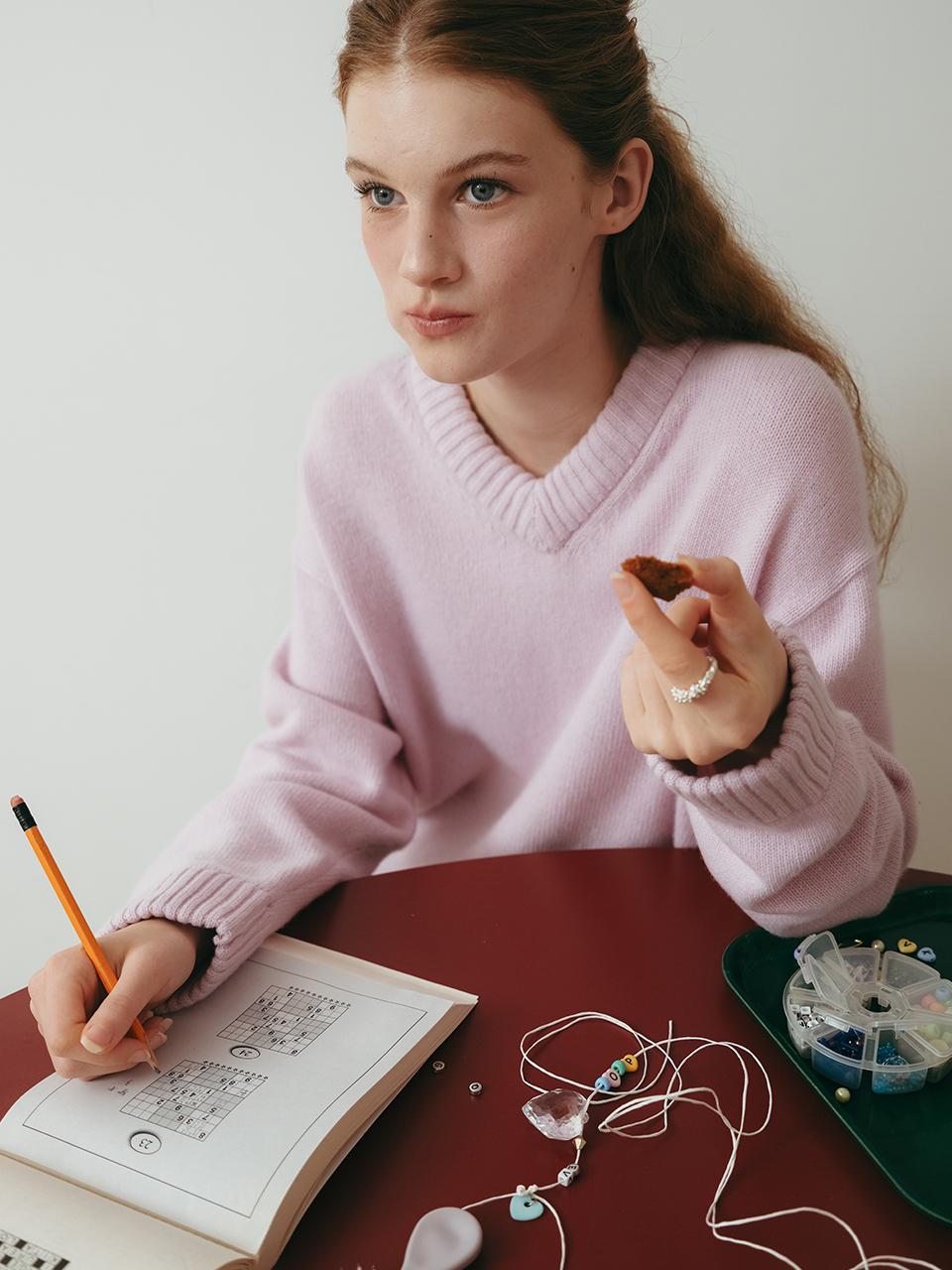 poev 90s V - neck Cashmere Knitwear - Light Pink