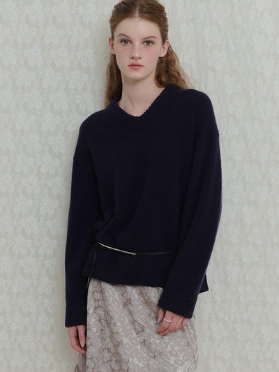 poev 90s V - neck Cashmere Knitwear - Navy