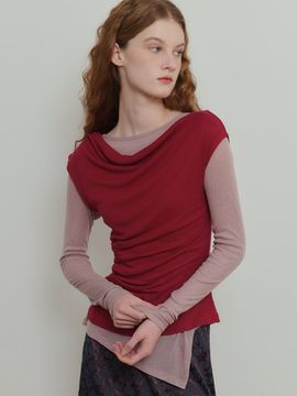 poev Asymmetric Layered Top Set - Red / Pink