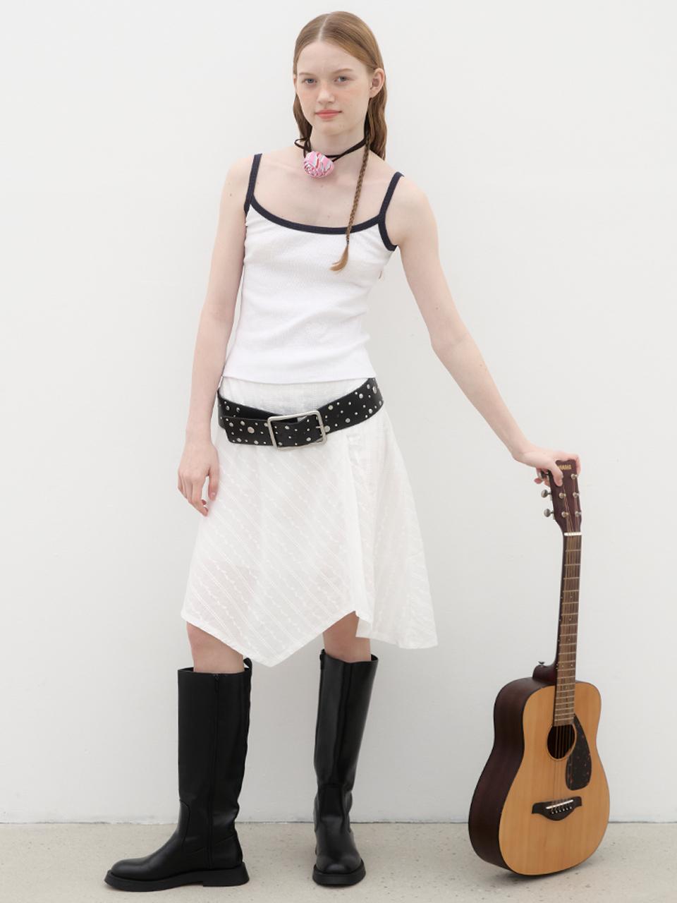 poev Broderie Asymmetric Skirt - White