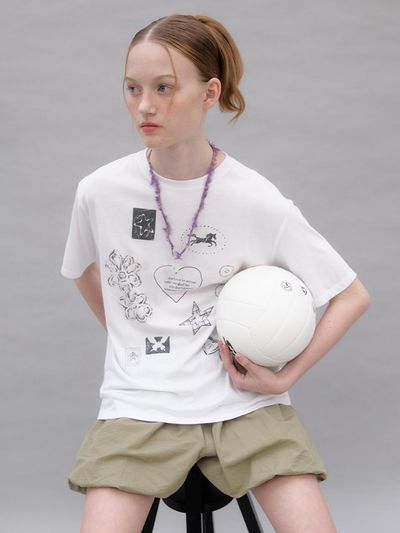 poev Drawing Diary Oversized T-shirt - White