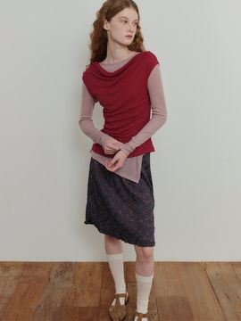 poev Jacquard Frill Skirt - Blue Brown