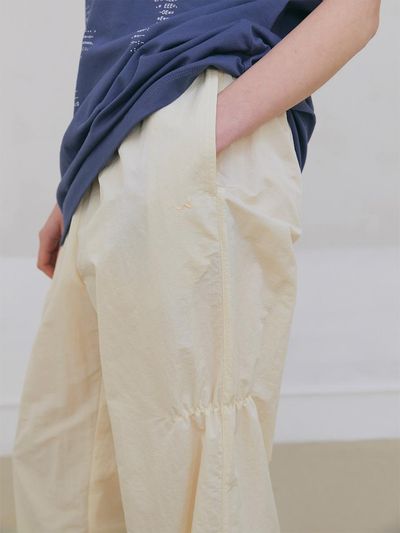 poev Shirred Nylon Straight Pants