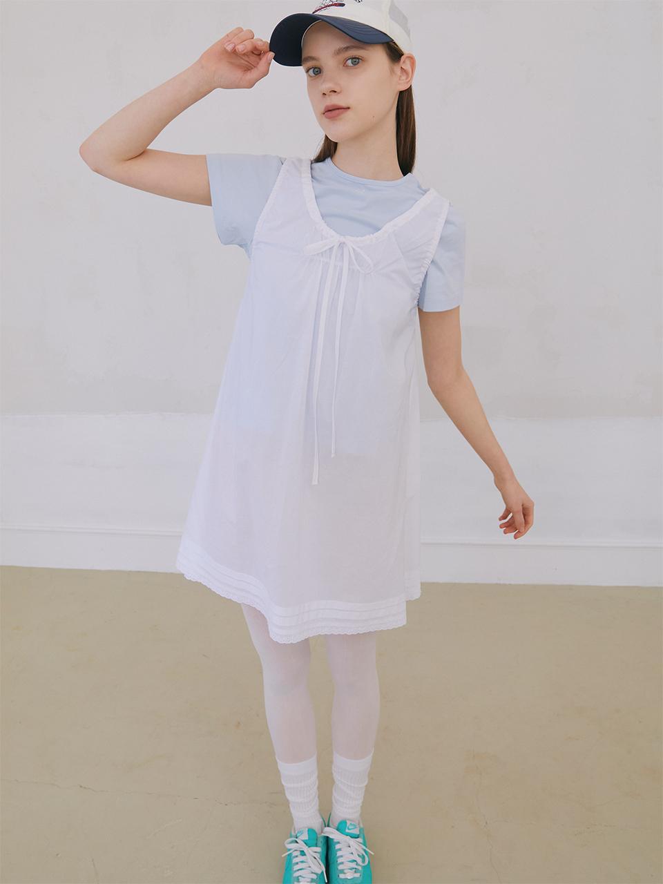 poev Shirred Sleeveless Dress_White