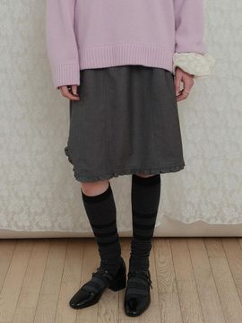 poev Solid Frill Skirt - Grey