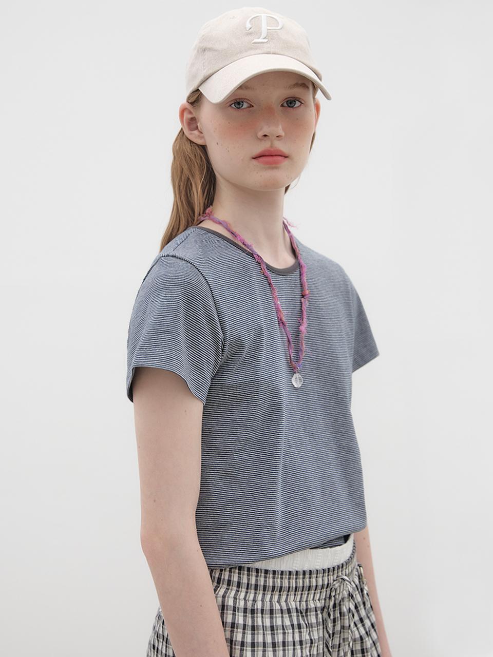 poev Two-tone Striped T-shirt - Navy
