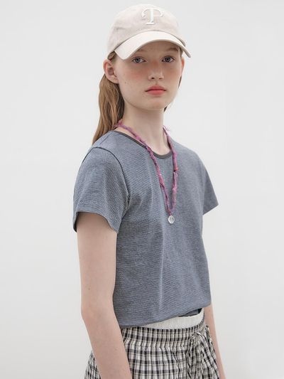poev Two-tone Striped T-shirt - Navy