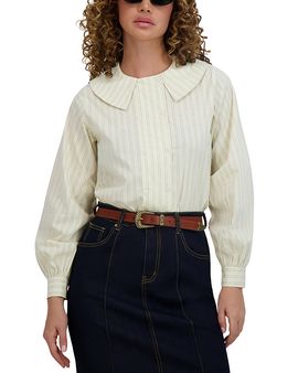 Point Point Double Breasted Button Up Blouse