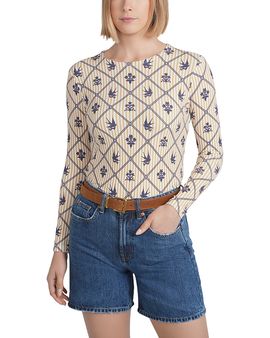Point Point Embroidered Bird Print Top