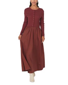Point Point Mixed Media Maxi Dress