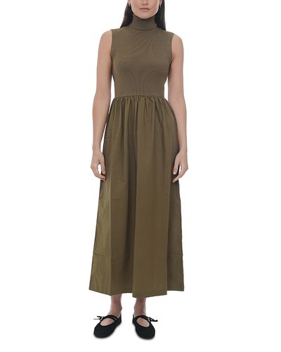 Point Point Mixed Media Turtleneck Dress