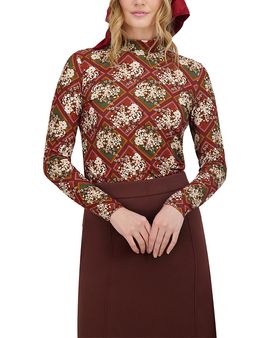 Point Point Printed Mock Neck Top