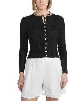 Point Point Ribbed Knit Cardigan Sweater