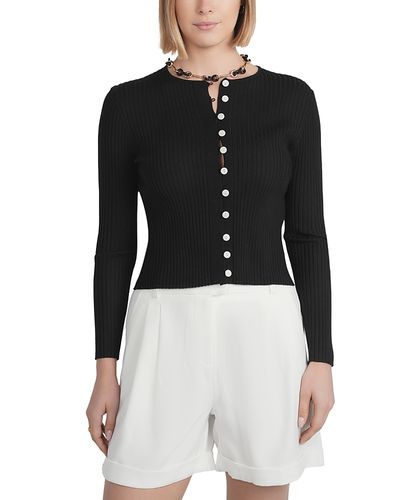 Point Point Ribbed Knit Cardigan Sweater