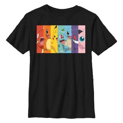 POKEMON Boy's Pokemon Character Box-up Rainbow Graphic Tee