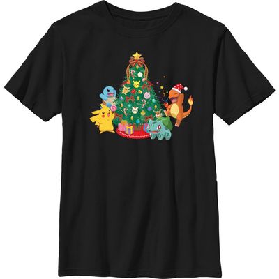 POKEMON Boy's Pokemon Christmas Tree Characters Graphic Tee