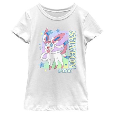 POKEMON Girl's Pokemon Colorful Sylveon Stars Graphic T-Shirt