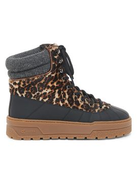 Pollini Women's Ice Cracker Printed Calf-Hair Platform Ankle Boots