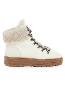 Pollini Women's Ice Cracker Shearling-Trimmed & Leather Platform Ankle Boots