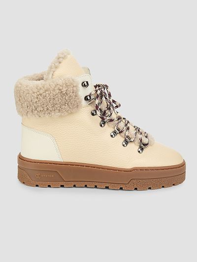 Pollini Women's Lace-Up Shearling Ankle Boots